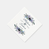 Boho Chic Mint & Navy Floral Monogram Wedding Serviette (Ecke)