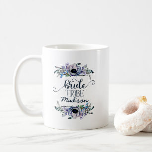Boho Chic Mint & Navy Floral Wedding Bride Stamm Kaffeetasse