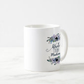 Boho Chic Mint & Navy Floral Wedding Bride Stamm Kaffeetasse (VorderseiteRechts)
