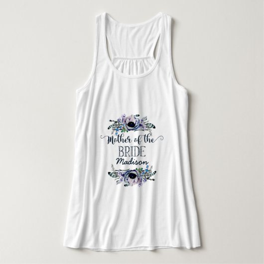 Boho Chic Mint & Navy Florale Mutter der Braut Tank Top (Design Vorderseite)
