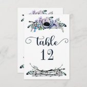 Boho Chic Mint & Navy Tischnummer Sitzplätze (Vorne/Hinten)