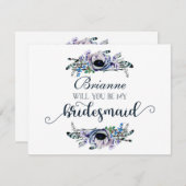 Boho Chic Mint & Navy werden Sie meine Bridesmaid  Einladung (Vorne/Hinten)
