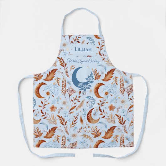 Boho Chic mit Crescent Moon und Blumenmuster Schürze (Vorderseite)