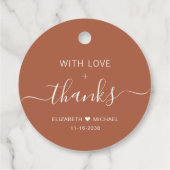 Boho Chic mit Liebe Terracotta Wedding Vielen Dank Geschenkanhänger (Rückseite)