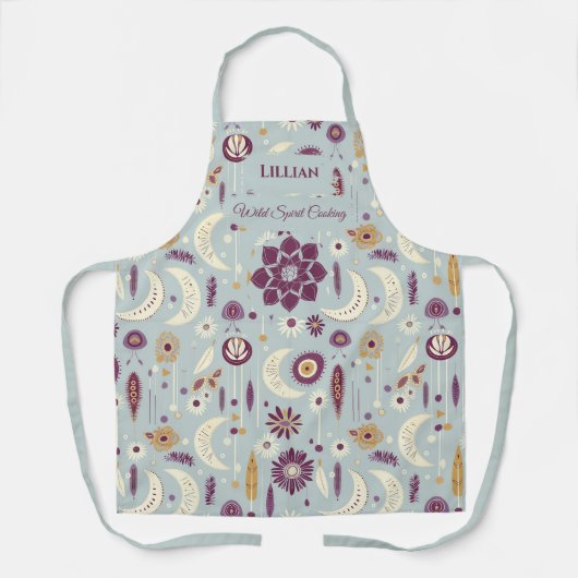 Boho Chic mit Mandala und Crescent Moon, erdig Schürze (Vorderseite)