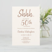 Boho Chic Mocha Cream Surprise 50th Birthday Einladung (Stehend Vorderseite)
