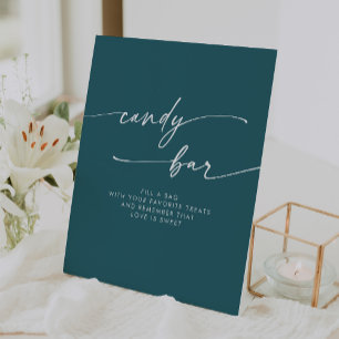 Boho Chic Modern Aquamarin Blue Candy Bar Wedding Sockelschild