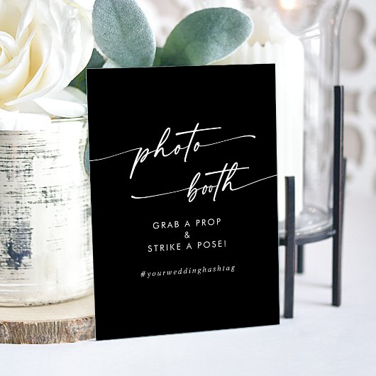 Boho Chic Modern Black Wedding Foto Booth Acrylschild