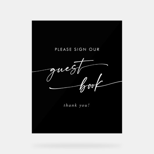 Boho Chic Modern Black Wedding Guest Book Acrylschild (Vorderseite)