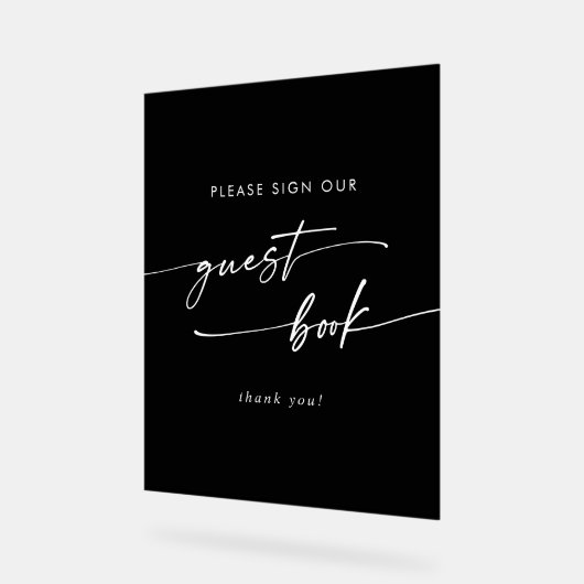 Boho Chic Modern Black Wedding Guest Book Acrylschild (Winkel)
