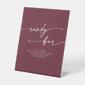 Boho Chic Modern Burgundy Red Candy Bar Wedding Sockelschild (Vorderseite)