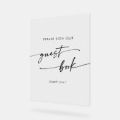 Boho Chic Modern Clear Acrylic Wedding Gästebuch Acrylschild (Winkel)