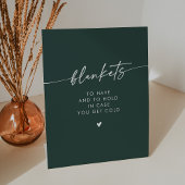 Boho Chic Modern Emerald Green Blanket Hochzeit Sockelschild