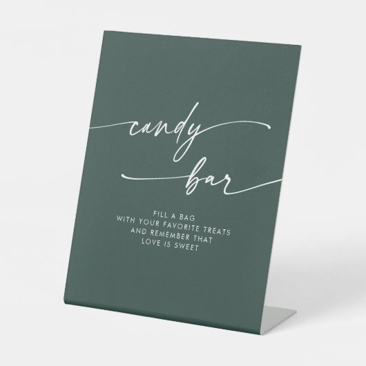 Boho Chic Modern Emerald Green Candy Bar Wedding Sockelschild (Vorderseite)