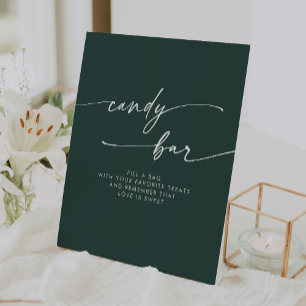 Boho Chic Modern Emerald Green Candy Bar Wedding Sockelschild