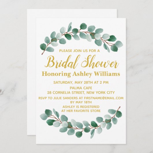 Boho Chic Modern Greenery Bridal Dusche Einladung (Vorne/Hinten)