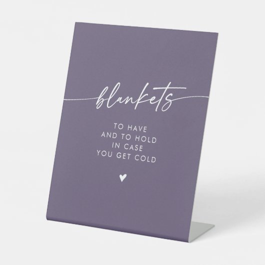 Boho Chic Modern Plum Lila Blanket Hochzeit Sockelschild (Vorderseite)