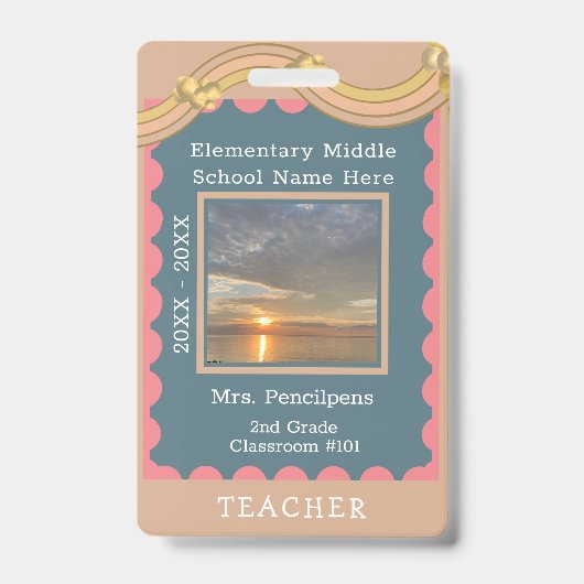 Boho Chic Modern Rainbow Custom Teacher ID Ausweis (Vorderseite)