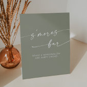 Boho Chic Modern Sage Green Smores Hochzeit Sockelschild