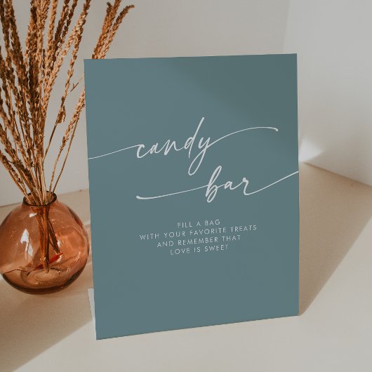 Boho Chic Modern Seafoam Aquamarine Candy Bar Wedd Sockelschild