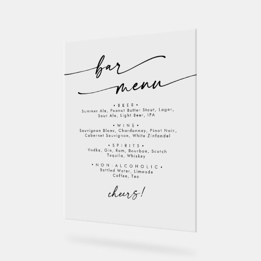 Boho Chic Modern Simple Clear Acrylic Wedding Bar Acrylschild (Winkel)