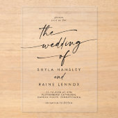 Boho Chic Modern Simple Clear Akryllic Wedding Acryleinladungen (Vorderseite)