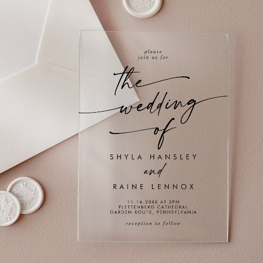 Boho Chic Modern Simple Clear Akryllic Wedding Acryleinladungen