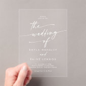 Boho Chic Modern Simple White Clear Wedding Acryleinladungen (Insitu (Handheld))
