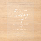 Boho Chic Modern Simple White Clear Wedding Acryleinladungen (Vorderseite)