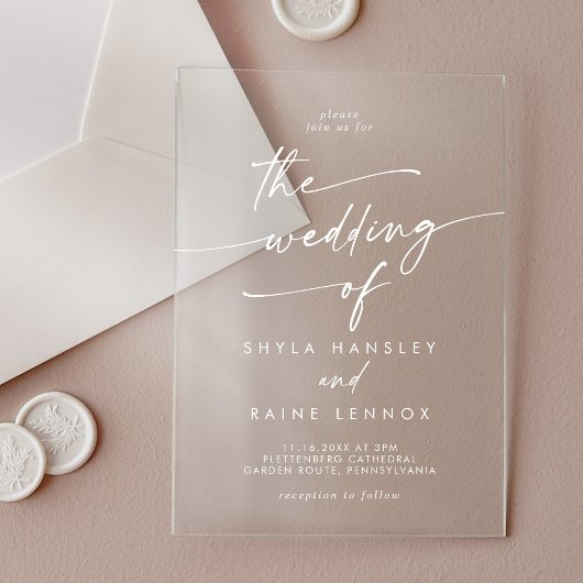 Boho Chic Modern Simple White Clear Wedding Acryleinladungen