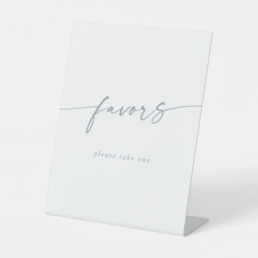 Boho Chic Modern Slate Blue Gastgeschenke Hochzeit Sockelschild (Vorderseite)