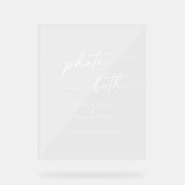 Boho Chic Modern White Clear Wedding Foto Stand Acrylschild (Vorderseite)
