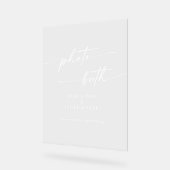 Boho Chic Modern White Clear Wedding Foto Stand Acrylschild (Winkel)