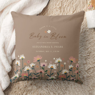 Boho Chic Modern Wildblume Baby in Blütendusche Kissen