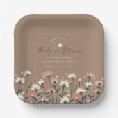 Boho Chic Modern Wildblume Baby in Blütendusche Pappteller (Vorderseite)