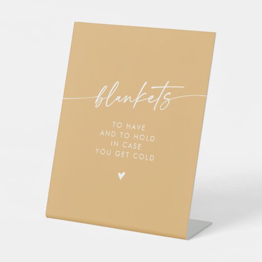 Boho Chic Modern Yellow Marigold Blanket Hochzeit Sockelschild (Vorderseite)