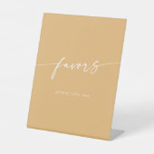 Boho Chic Modern Yellow Marigold Gastgeschenke Hoc Sockelschild (Vorderseite)