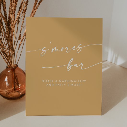 Boho Chic Modern Yellow Marigold Smores Hochzeit Sockelschild