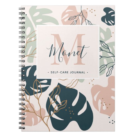 Boho Chic Monogram Name Self-Care Journal Notizblock (Vorderseite)