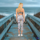 Boho Chic Moonlit Garden - Ätherische Blues & Lila Capri Leggings