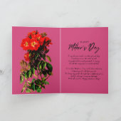 Boho Chic Mother's Day Rote Rosen Bouquet Magenta Karte (Innenseite)