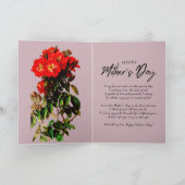 Boho Chic Mother's Day Rote Rosen Bouquet Mauve Karte (Innenseite)
