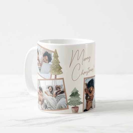 Boho Chic Multi Foto Weihnachtsbaum Kaffeetasse (Vorderseite Links)