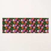 Boho Chic Multicolor Flowers with Leaves on Black Yogamatte (Vorderseite (Horizontal))
