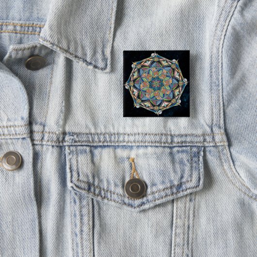 Boho-chic Multicolor Mandala Button (Beispiel)