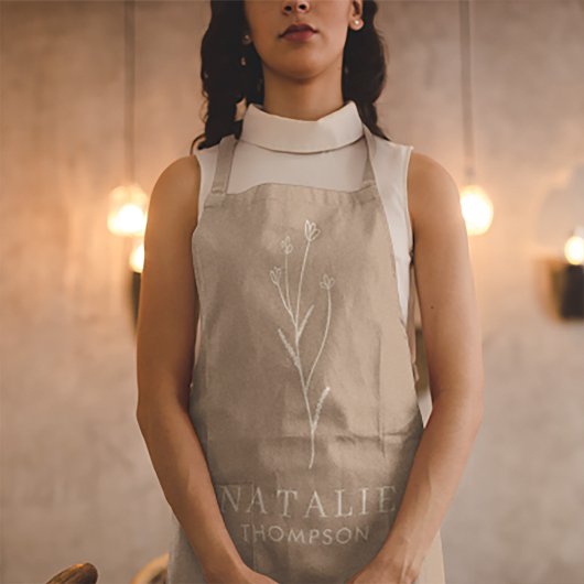 Boho Chic Mushroom Brown Personalisiert Monogram Schürze