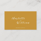 Boho Chic Mustard Calligraphy Script Logo QR Code Visitenkarte (Vorderseite)