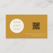 Boho Chic Mustard Calligraphy Script Logo QR Code Visitenkarte (Rückseite)