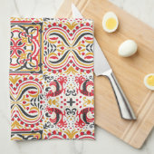 Boho-Chic-Muster im russischen Stil Geschirrtuch (Viertel Falte)