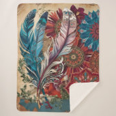 Boho Chic Mysterious Mandala Feather Sherpadecke (Vorderseite)